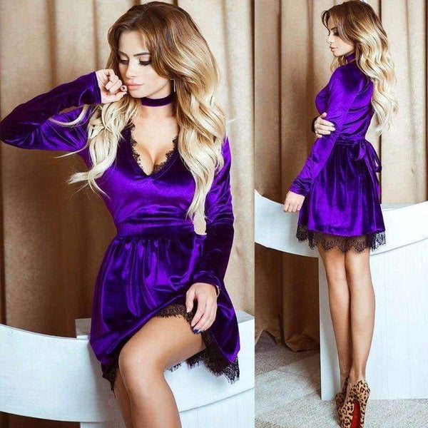 Planet Gates Purple / S V-neck Scarf Party Dress Women's Dresses Explosion vestidos verano 2018 Spring And Autumn Women Bodycon Casual Clothes