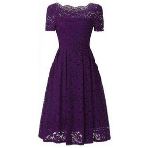Planet Gates Purple / S Vintage Dress 2018 Short Sleeve a-Line Off Shoulder Dresses Elegant Embroidery Evening Party Dress Christmas Vestidos