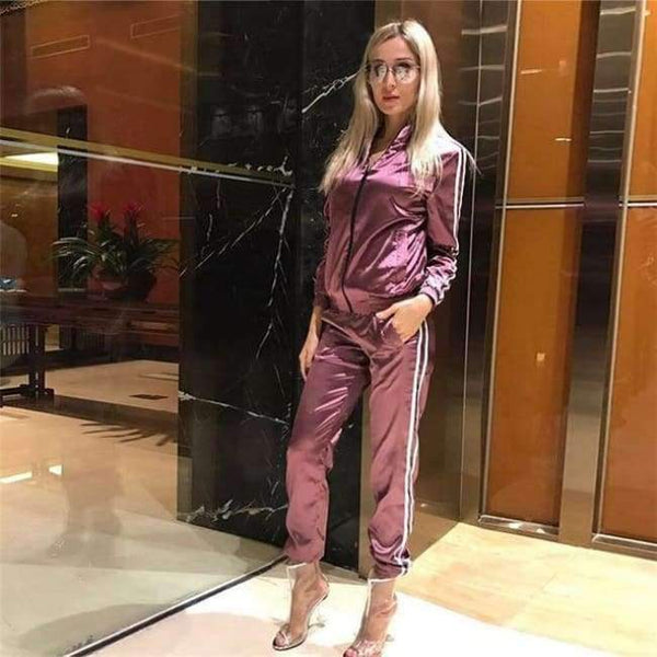 Planet Gates Purple / S Women elegant top and pants set 2018 womens casual sweat suits fitness autumn outfits AC-94