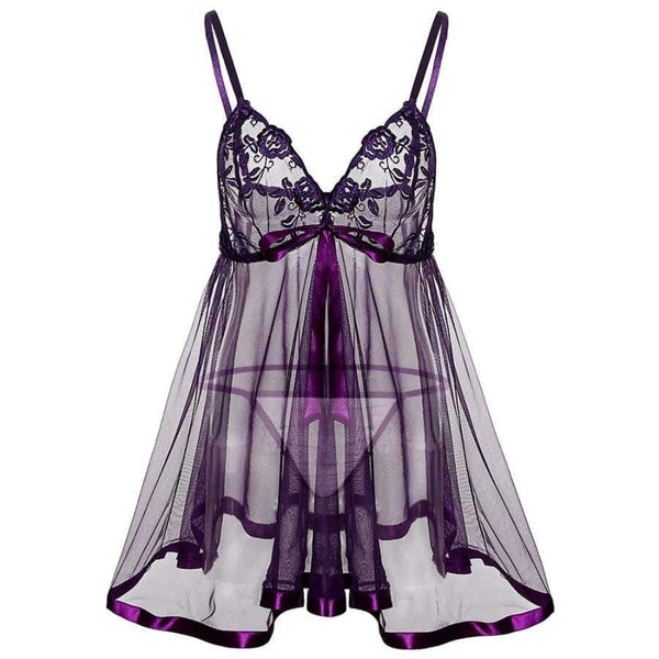 Planet Gates purple / S Women sexy lingerie  See-through sex Women's Intimates ladies full lace slips Plus size 6XL