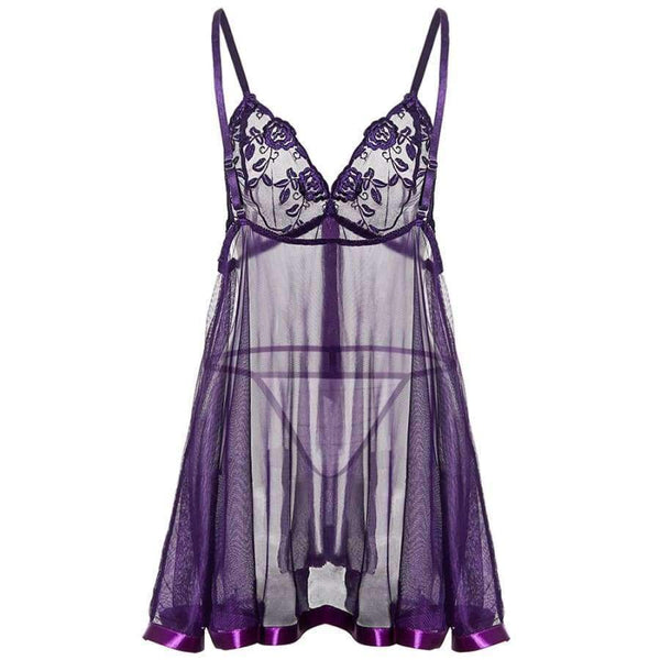 Planet Gates purple / S Women sexy lingerie  See-through sex Women's Intimates ladies full lace slips Plus size 6XL