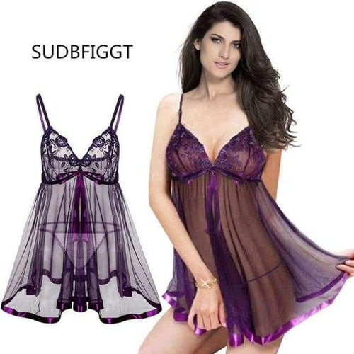 Planet Gates purple / S Women sexy lingerie  See-through sex Women's Intimates ladies full lace slips Plus size 6XL