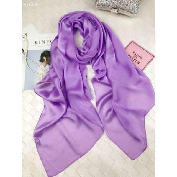 Planet Gates purple Scarf Women 100% Natural Silk Wraps Shawls and Scarves 180*90cm Hijabs Solider Colors Beach Cover up