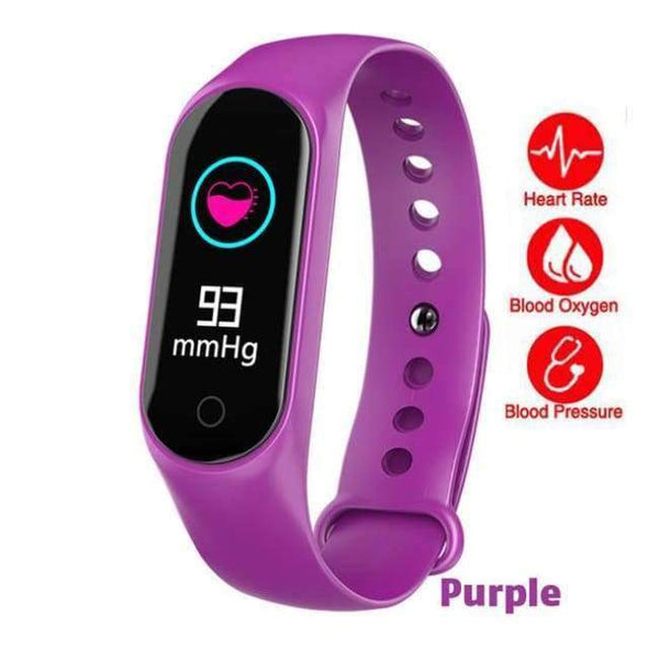 Planet Gates Purple Smart Bracelet Color Screen Fitness Tracker IP67 Waterproof Blood Pressure Heart Rate Monitor Smart Band For Android IOS