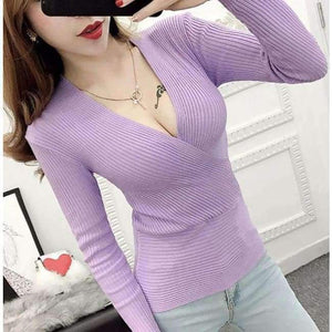 Planet Gates Purple Sweater Winter Knitted Sweater V Neck Cashmere Sweater Female 2018 Women Sweaters And Pullovers Autumn Long Sleeve Sweater Jumper
