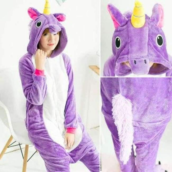 Planet Gates Purple Tenma / S Adult/Kids Winter Woman whole Pajamas Animals Unicorn Costume  Fancy Animal Anime Cosplay One piece Jumpsuit Halloween Onesie
