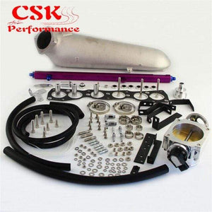 Planet Gates PURPLE Turbo Intake Manifold & 90mm Throttle Body With TPS Sensor & Fuel Rail Fits For  93-98 TOYOTA SUPRA 2JZ-GTE 2JZGTE JZA80