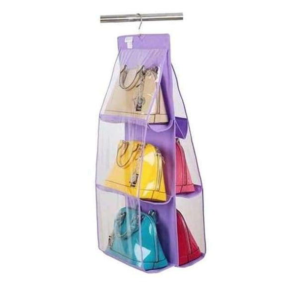 Planet Gates Purple Urijk 6 Pockets Hanging Storage Bag Purse Handbag Tote Bag Shoes Storage Organizer Rack Hanger Storage Accessories Drop Shipping