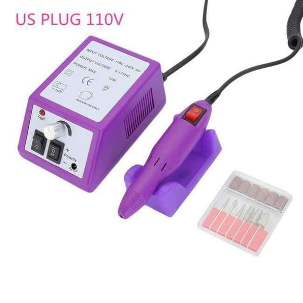 Planet Gates Purple US PLUG Electric Manicure Drills Accessories Pedicure Tools Files Nail Tools Polisher Grinding Glazing Machine AC 110 - 240V