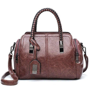 Vintage Boston Oil Wax Leather Luxury Handbags Women Bags Designer Hand bags Women Shoulder