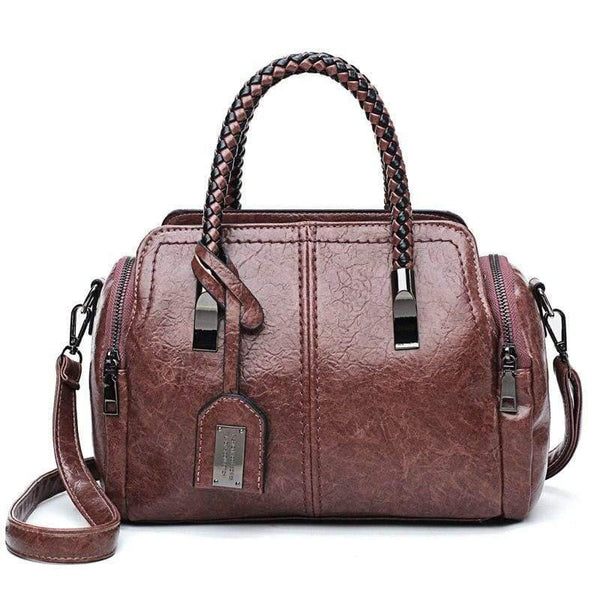 Vintage Boston Oil Wax Leather Luxury Handbags Women Bags Designer Hand bags Women Shoulder