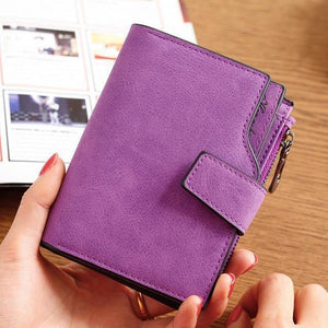 Planet Gates purple Wallet Women Leather  Credit Card Holder Zipper Wallet Short Coin Purse For Cards Purse Portefeuille Zip Card Short Clutch