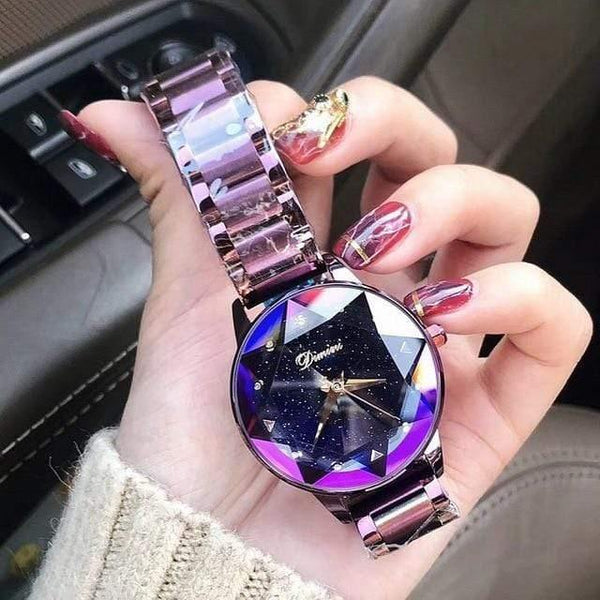 Planet Gates purple Watch Women Dress Watch Fashion Rose Gold Quartz Watches Female Stainless Steel Wristwatches