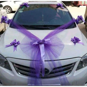 Planet Gates Purple Wedding Car Accessory Car Decorative Flower Set  Simulation Rose Bow Main Car Accessory Car Team Decoration Flowers Suit