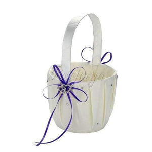 Planet Gates purple Wedding Flower Basket Flower Girl Basket Wedding Accessories Rhinestone Buckle Double Heart Wedding Decoration