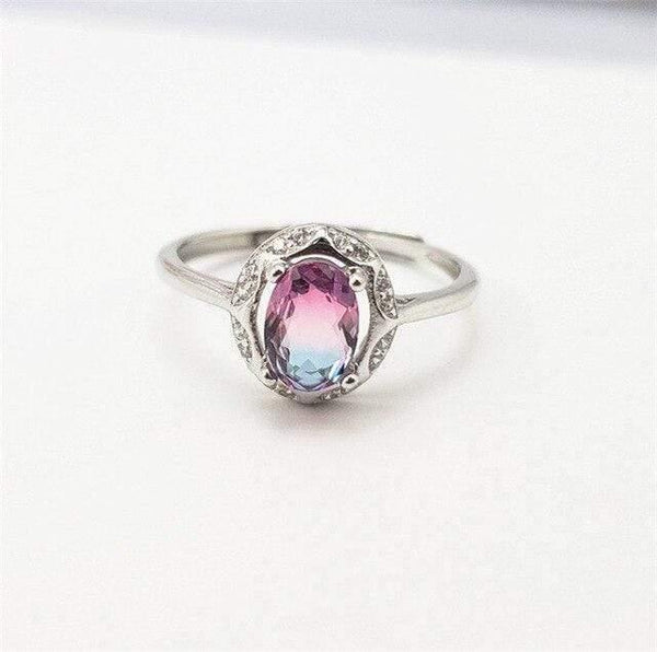 Planet Gates Purple with Blue 925 Sterling Silver Ring S925 Genuine Pure Silver Blue Purple Amethyst Gem Stone OL Luxury Diamond Rings