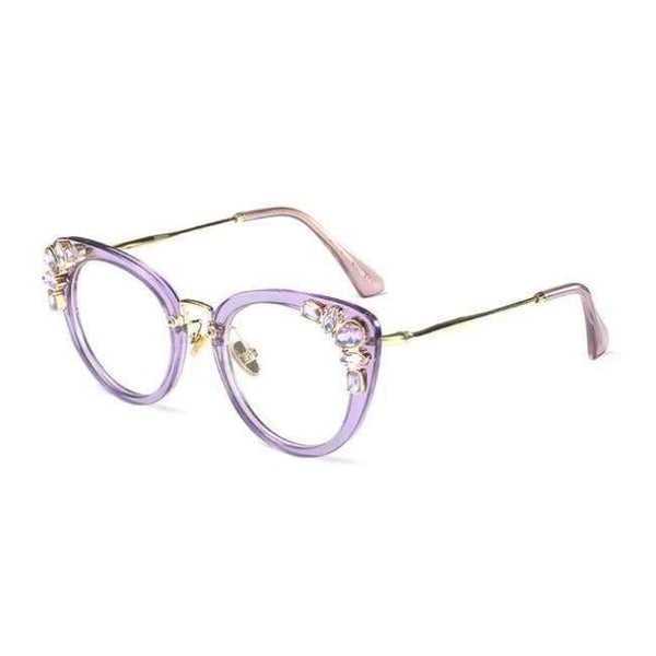Planet Gates purple with clear Kachawoo rhinestone eyeglasses ladies luxury transparent sexy cat eye eyewear frames women decoration accessories