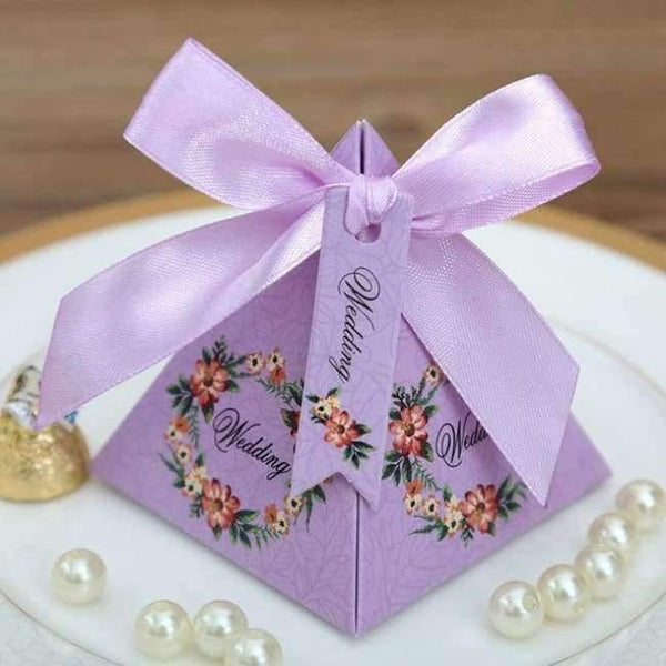 Planet Gates Purple without names / 72 x 72 x 80 mm 50 pcs Free Shipping Pink/ Purple/ Tiffany Blue Floral Pyramid Wedding Favor Candy Boxes Bridal Shower Party Paper Gift Box