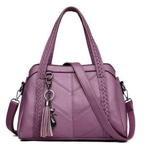 Planet Gates Purple Women Handbag Genuine Leather Tote Bags Tassel Luxury Women Shoulder Bags Ladies Leather Handbags Women Fashion Bags 2018