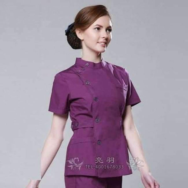 Planet Gates purple women / S Summer women hospital customized logo medical scrub set design slim fit dental scrubs beauty salon nurse uniform spa