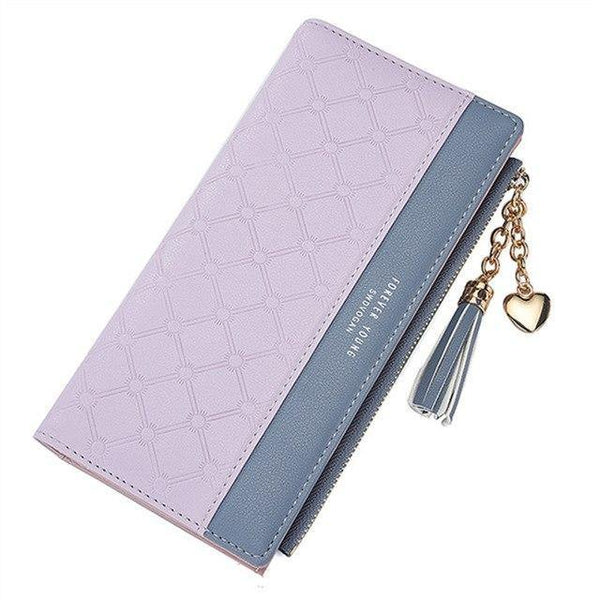 Planet Gates purple Women's Wallet Ladies Leather PU Purses Hasp Clutch Long Zipper Phone Holder  Female Wallets Tassel Coin Pocket Card Money