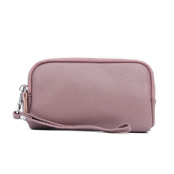 Planet Gates Purple Women Wallet Genuine Leather 3 layers Zipper Wristlet Bag Big Capacity Lady Clutch Coin Purse Mobile phone bag black
