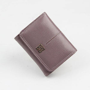 Planet Gates Purple Women Wallet Genuine Leather Short Card Holder Coin Purse Ladies Leather Wallets Mini Small Wallet High Quality Fashion Wallet