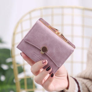 Planet Gates Purple Women wallet small three fold PU leather coin wallet fresh multi-function women purse female coin purse wallet