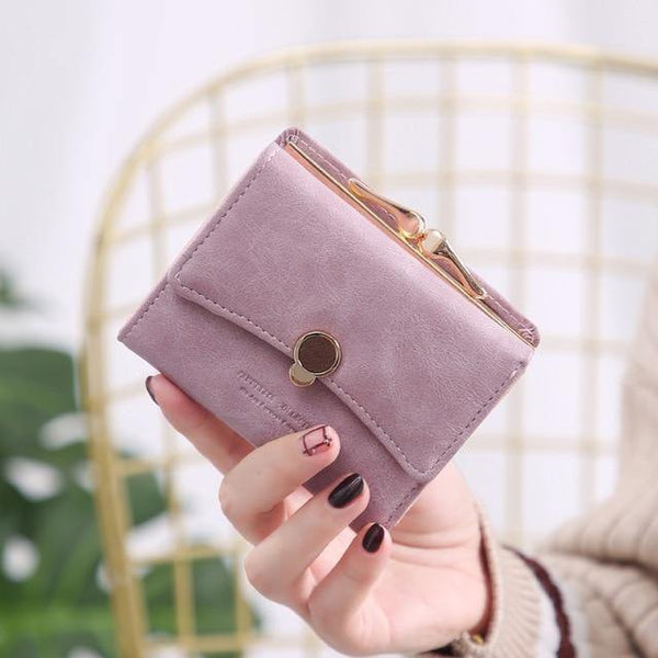 Planet Gates Purple Women wallet small three fold PU leather coin wallet fresh multi-function women purse female coin purse wallet