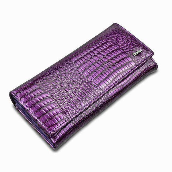 Planet Gates purple Women Wallets and Purses Luxury Brand Alligator Long Genuine Leather Ladies Clutch Coin Purse Female Crocodile Cow Wallet