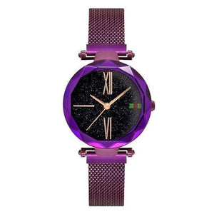 Planet Gates Purple Women Watches Minimalism Starry sky Magnet Buckle Fashion Casual Female Wristwatch Waterproof Roman Numeral