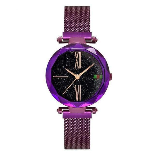Planet Gates Purple Women Watches Minimalism Starry sky Magnet Buckle Fashion Casual Female Wristwatch Waterproof Roman Numeral