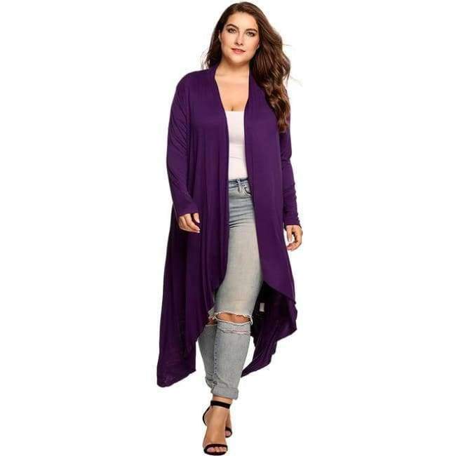 Planet Gates Black / XL Women Cardigan Jacket Plus Size Autumn Open Front Solid Draped Lady Large Long Large Sweater Big Oversized L-5XL