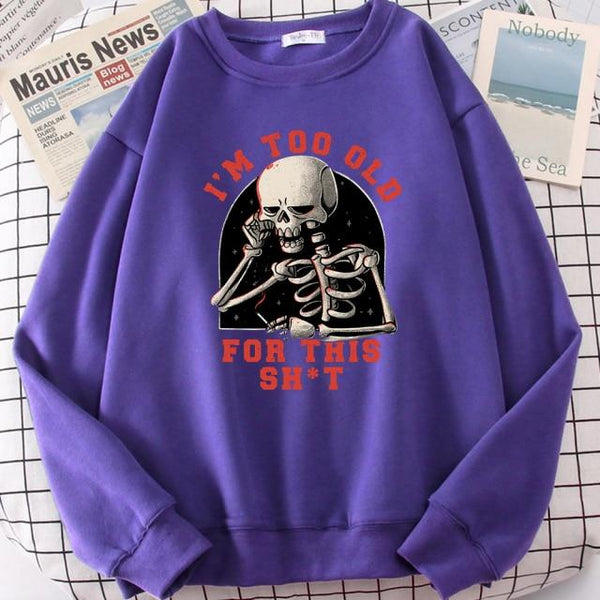 Planet Gates Purple / XXL Skull Print Hoodie Cartoon Clothing Men's Hoodie Sweatshirt Hip Hop Tracksuit Fashion Streetwear Round Neck Oversized Hoodies