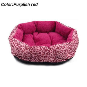 Planet Gates Purplish red / L for small dogs Colorful Leopard print Pet Cat and Dog Bed Pink, Yellowish brown, Purplish red, Brown, Gray, Yellow SIZE M,L