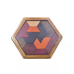 Planet Gates puzzle 2 Colorful 3D Puzzle Wooden Tangram Math Toys Tetris Game Children Pre-school Magination Intellectual Educational Toy for Kids