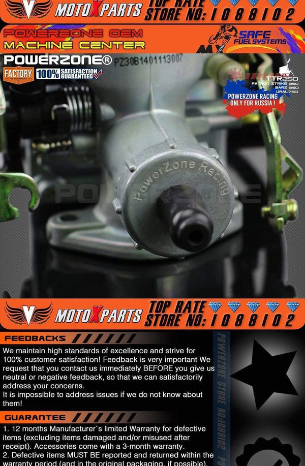 Planet Gates PZ30 30mm Carburetor Accelerating Pump Racing  200cc 250cc For Keihin ABM IRBIS TTR 250 With Dual Throttle Cable