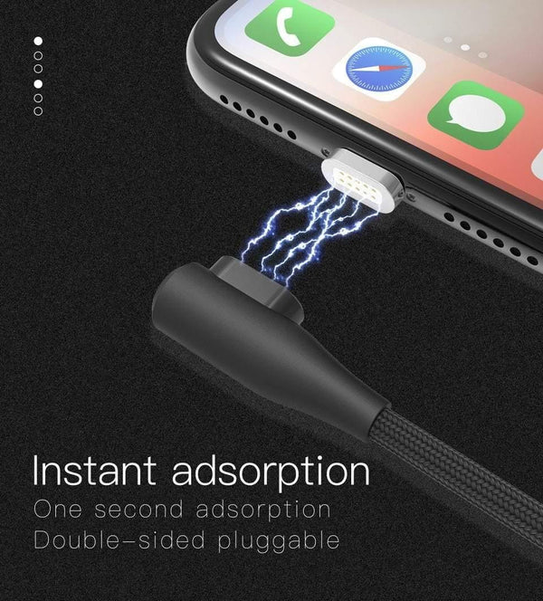Planet Gates PZOZ 90 degree Magnetic Cable For iPad 2018 iPhone Xs Max X 6 6S 7 8 Plus 5 5S SE Fast Charging Cable Charger Adapter Phone Cord