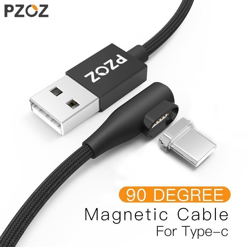Planet Gates PZOZ 90 degree USB C Magnetic Cable Fast Charging For Samsung HUAWEI Xiaoimi Phone Type-C Magnet Cable Data Cord Charger Adapter