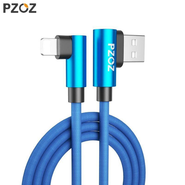 Planet Gates PZOZ 90 degree USB Cable For iPhone Xs max 8 7 6 Plus 6S 5 5S SE iPad 2 mini Fast Charging Cable Mobile Phone Charger Cord Data