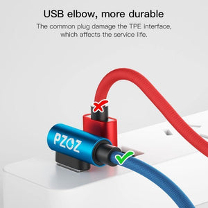 Planet Gates PZOZ 90 degree USB Cable For iPhone Xs max 8 7 6 Plus 6S 5 5S SE iPad 2 mini Fast Charging Cable Mobile Phone Charger Cord Data