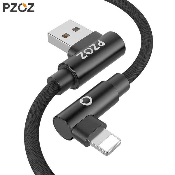 Planet Gates PZOZ 90 degree USB Cable For iPhone Xs max 8 7 6 Plus 6S 5 5S SE iPad 2 mini Fast Charging Cable Mobile Phone Charger Cord Data