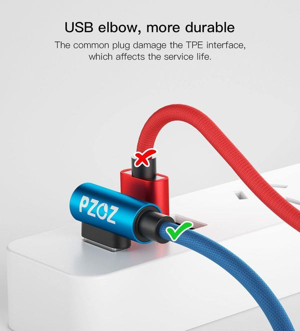 Planet Gates PZOZ 90 Degree USB Type C Cable Fast charging Data Type-C Phone Charger Cable For Samsung Galaxy Note 8 9 S9 Huawei Mate 20 Pro