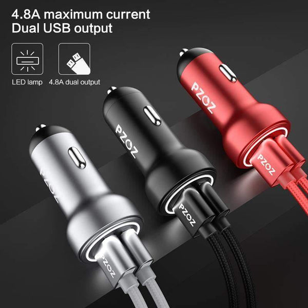 Planet Gates PZOZ Car Charger Dual USB 4.8A charging Mobile Phone Adapter For iPhone 7 6 Samsung Xiaomi micro mini dash Car-charger universal