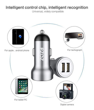 Planet Gates PZOZ Car Charger Dual USB 4.8A charging Mobile Phone Adapter For iPhone 7 6 Samsung Xiaomi micro mini dash Car-charger universal