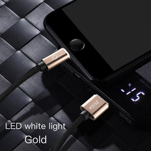 Planet Gates PZOZ LED Light Cable Fast Charger Mobile Phone 8 Pin USB Cable For iphone Xs Max Xr 6 s Plus X 8 7 5 SE 6s iPad charging cord 2m