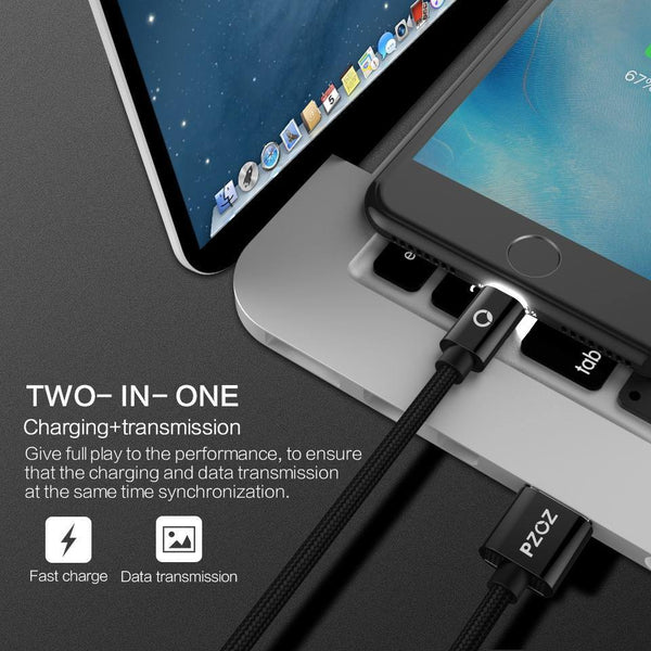 Planet Gates PZOZ LED Light Cable Fast Charger Mobile Phone 8 Pin USB Cable For iphone Xs Max Xr 6 s Plus X 8 7 5 SE 6s iPad charging cord 2m