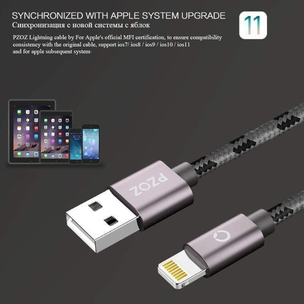 Planet Gates PZOZ Lightning Cable USB cable Fast Charger MFI Cables For i6 iphone X 8 7 6 6s Plus iphone 5s 5se ipad air Mobile phone Cabel