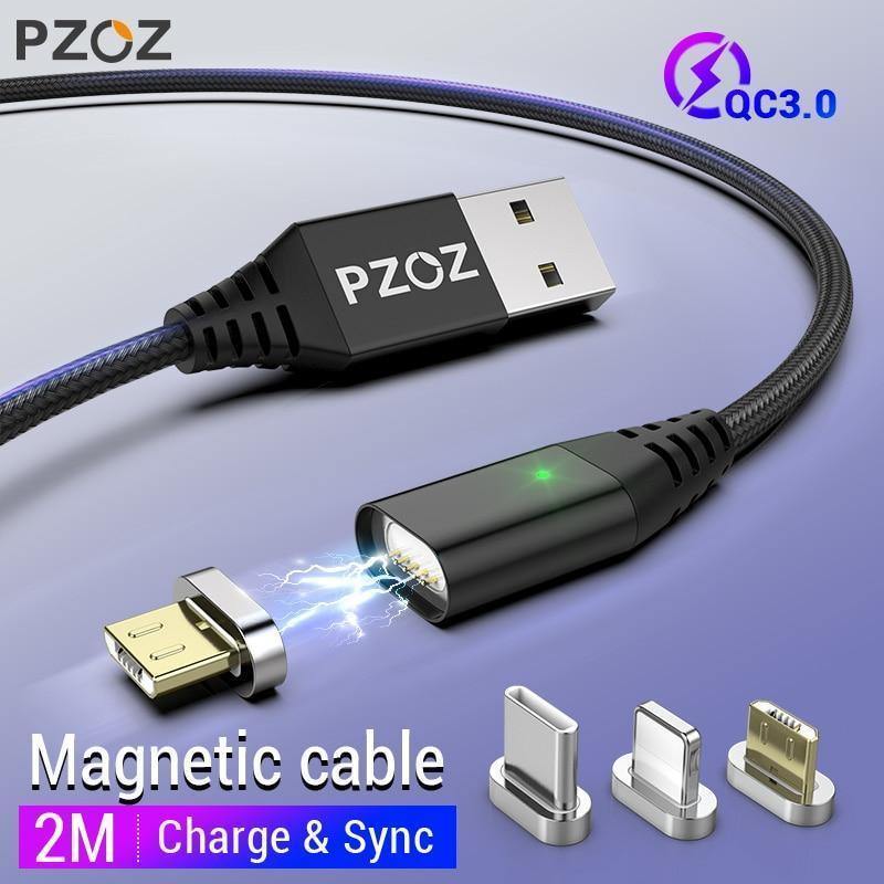 Planet Gates PZOZ Magnetic Cable 2M Type C Micro USB C Fast Charging Phone Microusb Type-C Magnet Charger usb c Charge cord for iphone xiaomi