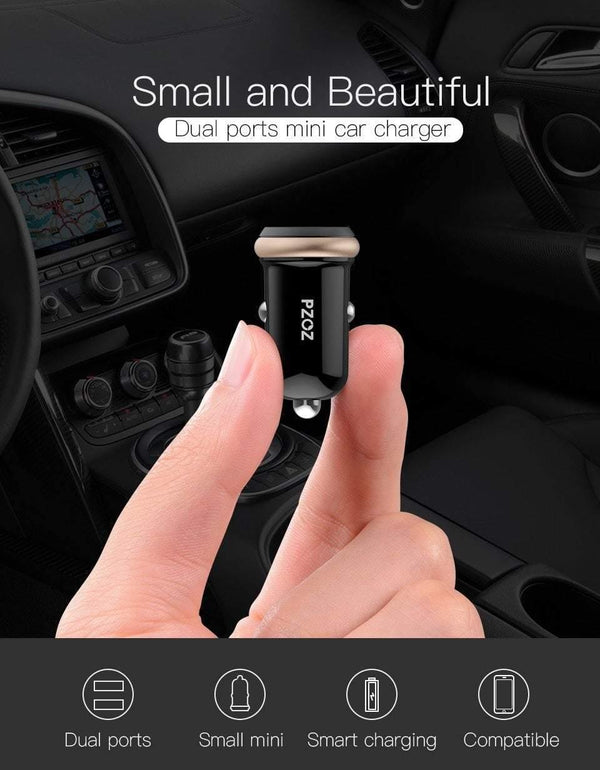 Planet Gates PZOZ Mini USB Car Charger Dual USB 3.1A Charging Mobile Phone Tablet GPS Universal Fast charging Car-Charger Adapter Accessories